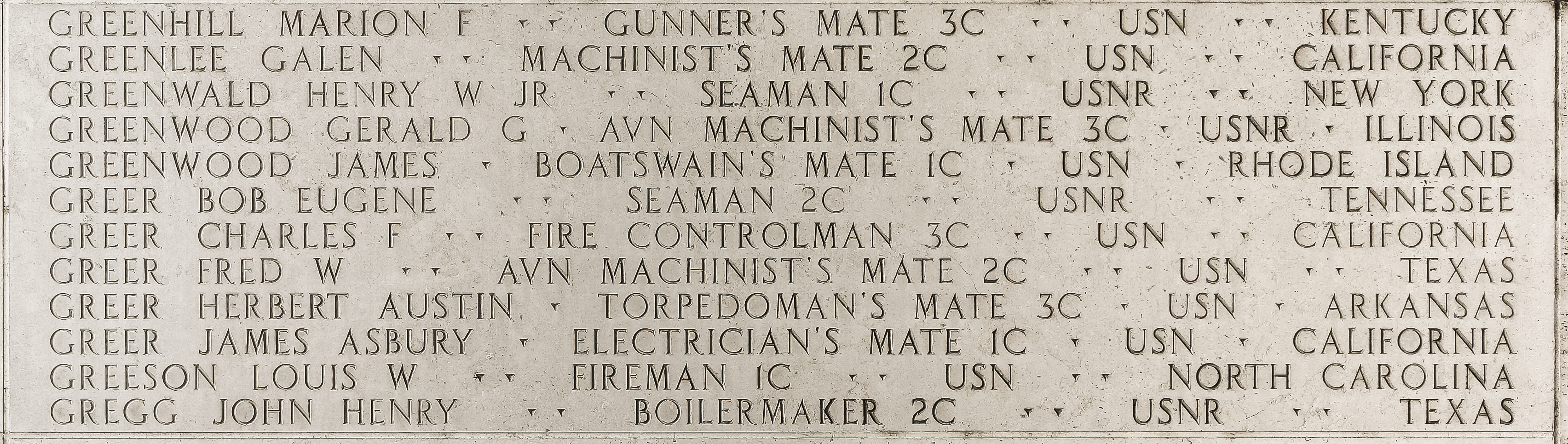 John Henry Gregg, Boilermaker Second Class